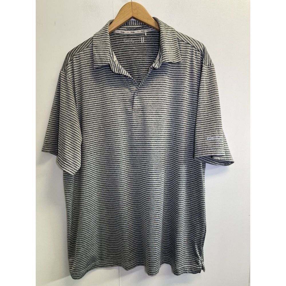 Walter Hagen 11 Majors Mens Size‎ XL Polo Shirt Grey Striped Performance